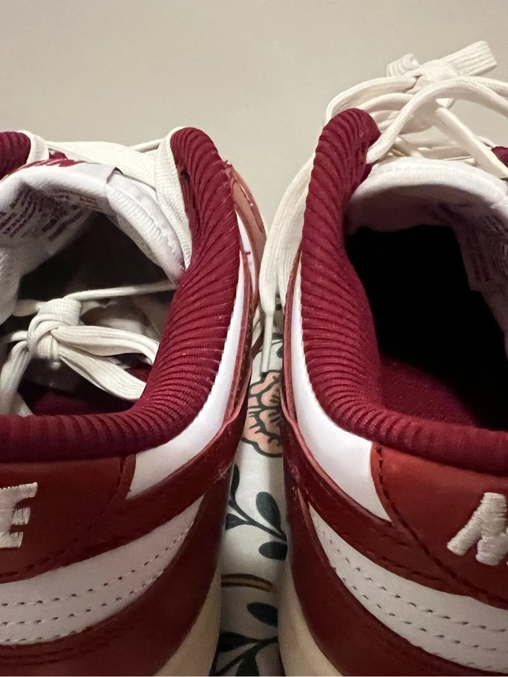 nike dunk low prm   white/team red - coconut milk   size 8 wmns
